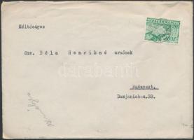 1939 Komjáthy Aladár (1894-1963) költő és természettudós géppel írt részvétnyilvánító levele a miniszterelnökség fejléces papírján saját kézzel aláírva, eredeti borítékban