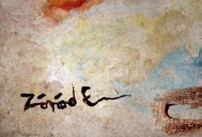 Zórád jelzéssel: Fájdalom. Olaj, farost, keretben, 50×40 cm