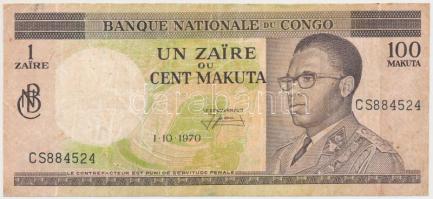 Kongói Demokratikus Köztársaság 1970. 1Z (100m) T:III részben restaurált Congo Democratic Republic 1970. 1 Zaire (100 Makuta) C:F partially restored