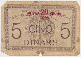 Szerb-Horvát-Szlovén Királyság 1919. 5D "20K" felülbélyegzéssel T:III-,IV
Kingdom of the ...