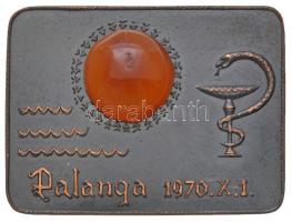 Litvánia DN "Palanga" fém jelvény borostyánnal (40,5x30mm) T:2 Lithuania ND "Palanga" metal badge with amber piece (40,5x30mm) C:XF