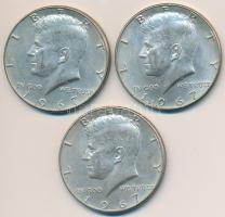 Amerikai Egyesült Államok 1967. 1/2$ Ag "Kennedy" (3x) T:2  USA 1967. 1/2 Dollar Ag "Kennedy" (3x) C:XF