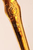 6 db aranyszínű orosz alpakka teáskanál, jelzettek (MNC), h: 14 cm