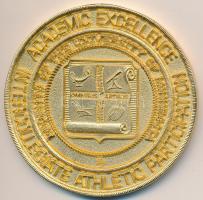 Amerikai Egyesült Államok DN Egyetemek Közötti Atlétikai Találkozó - Minnesotai Egyetem egyoldalas, aranyozott fém emlékérem (62,5mm) T:2 USA ND Academic Excellence - Intercollegiate Athletic Participation - Regents of the University of Minnesota gilt metal medallion (62,5mm) C:XF