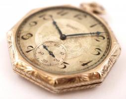 cca 1900 Elgin Natl Watch Co USA 17 köves 14K fehérarany zsebóra másodperc mutatóval, nyolcszögletű ...