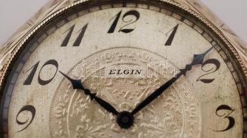 cca 1900 Elgin Natl Watch Co USA 17 köves 14K fehérarany zsebóra másodperc mutatóval, nyolcszögletű ...