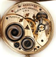 cca 1900 Elgin Natl Watch Co USA 17 köves 14K fehérarany zsebóra másodperc mutatóval, nyolcszögletű ...