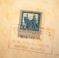 1914 K. Magyar Tudomány Egyetem jogi diploma Lenhossék Mihály  és Nagy Ferenc aláírással, viaszpecsé...
