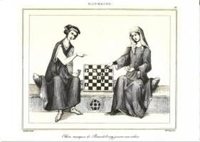 6 db MODERN  használatlan reprint sakk motívumlapa középkorból  / 6 modern unused reprint Chess moti...