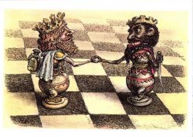 40 db MODERN  használatlan grafikai sakk motívumlap  / 40 modern unused graphic Chess motive cards