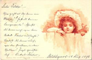 1898 Child at the fence, Theo Stroefers Kunstverlag Serie III. No. 5215., litho