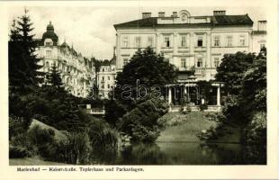 Marianske Lazne, Marienbad; Kasierstrasse, Teplerhaus und Parkanlagen / street, Tepler Building, park detail