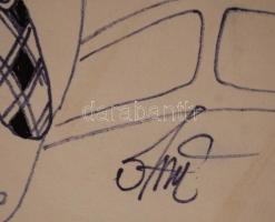 Szász jelzéssel: Álmodozó. Filc, papír, foltos, 16×15 cm