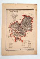 1880 Ung megye közigazgatási térképe. Hátsek Ignác - A magyar szent korona országainak megyei térképei. Rajzolta Hátsek Ignácz. Budapest, 1880. Rautmann Frigyes Kiadó Hivatala Posner Károly Lajos. Határszínezett kőnyomat,kis hibával a széleken, 27x37cm