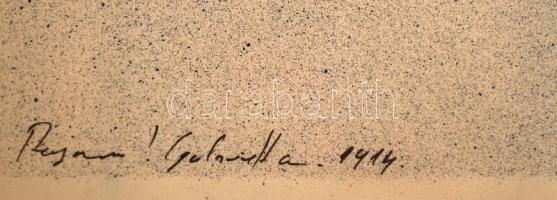 Rainerné jelzéssel: Kutyák. Tempera, papír, üvegezett keretben, 20×14 cm