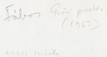 1963 Fábos Mihály: Győri piactér, aláírt, vintage fotóművészeti alkotás, 8,5x24 cm