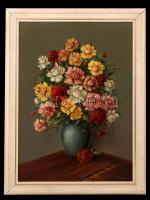 Rónai Antal (1926- ): Rózsák. Olaj, farost, jelzett, keretben, 70×50 cm