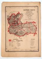 1880 Sopron megye közigazgatási térképe. Hátsek Ignác - A magyar szent korona országainak megyei térképei. Rajzolta Hátsek Ignácz. Budapest, 1880. Rautmann Frigyes Kiadó Hivatala Posner Károly Lajos. Határszínezett kőnyomat,kis hibával a széleken, 38x27cm