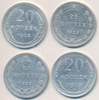 Szocialista Szövetségi Szovjet Köztársaság 1922-1923. 20k Ag (2x) + Szovjetunió 1928-1929. 20k Ag (2x) T:2,2- Russian Socialist Federated Soviet Republic 1922-1923. 20 Kopeks Ag (2x) +  Soviet Union 1928-1929. 20 Kopeks Ag (2x) C:XF,VF