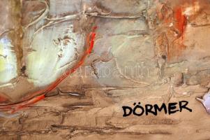 Dörmer Mihály (?-): Két lány fáklyával.  Olaj, farost, jelzett, keretben, 40×40 cm