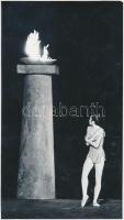 1966 Jurica Tibor: A láng, feliratozott vintage fotóművészeti alkotás, 24x13,5 cm