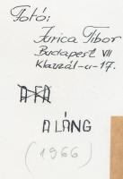 1966 Jurica Tibor: A láng, feliratozott vintage fotóművészeti alkotás, 24x13,5 cm