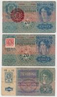 1913. 20K (4x) közte 1db csehszlovák bélyeggel, 1db piros "MAGYARORSZÁG" körbélyegzővel + ...