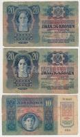1913. 20K (4x) közte 1db csehszlovák bélyeggel, 1db piros "MAGYARORSZÁG" körbélyegzővel + ...