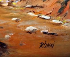 Rónai Antal (1926- ): Alkony. Olaj, farost, jelzett, keretben, 40×70 cm