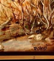 Rónai Antal (1926- ): Téli út. Olaj, farost, jelzett, keretben, 40×70 cm