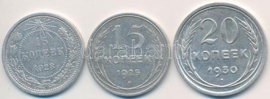 Szocialista Szövetségi Szovjet Köztársaság 1923. 15k Ag + Szovjetunió 1925. 15k Ag + 20k Ag T:2,2- Russian Socialist Federated Soviet Republic 1923. 15 Kopeks Ag + Soviet Union 1925. 15 Kopeks Ag + 20 Kopeks Ag C:XF,VF