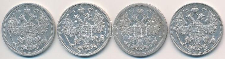 Orosz Birodalom 1907-1914. 15k Ag (4x) T:2 Russian Empire 1907-1914. 15 Kopeks Ag (4x) C:XF