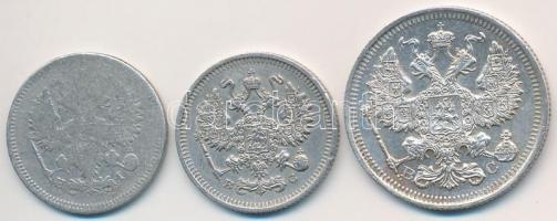 Orosz Birodalom 1875-1915. 10k Ag (2x) + 1915. 20k Ag T:3,2 ph.,1- Russian Empire 1875-1915. 10 Kope...