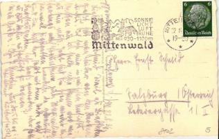 Mittenwald, general view with church, Hotel Wetterstein, So. Stpl