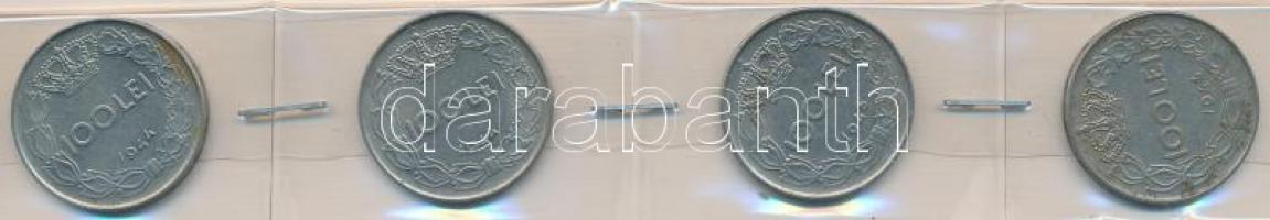 Románia 1943. 100L Ni borítású acél (2x) + 1944. 100L Ni borítású acél (2x) T:2
Romania 1943. 100 L...
