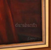 Lányi János (?-):  Szüret. Olaj, farost, jelzett, keretben, 50×40 cm