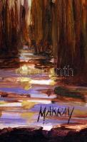 Makray János (1955- ): Nádas, olaj, fa, jelzett, keretben, 24×61 cm