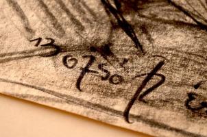 Bozsó János (1922-1998): Érsekhalma. szeszfőzde. Szén, papír, jelzett, 18×28 cm