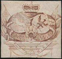 Frigyes Ágost (1740-1805) braunschweig-wolfenbütteli herceg ex librise. Fektetett ovális keretben a Braunschweigi hercegség, valamint a Oelsi hercegség címerállata. 1790 körüli készült rézmetszet / Etched bookplate of August Friedrich prince of Braunschweig-Wolfenbüttel 7x7 cm.