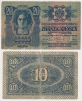 1913. 20K II. kiadás + 1919. augusztus 9. 10K T:III- 10K ragasztott