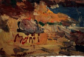 Bánfi jelzéssel: Vitorlások a szirteknél. Olaj, karton, jelzett, 20×23 cm