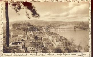 Budapest, látkép (1938) képeslap Olaszországba