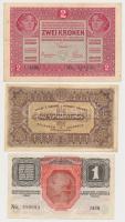 1916. 1K (2x) + 1917. 2K + 1920. 50f + 1923. 100K "Magyar Pénzjegynyomda Rt. Budapest" T:I...