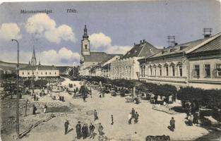 Máramarossziget, Sighetu Marmatei; Főtér, piac árusokkal, kiadja Wizner és Dávid / main square, market with vendors (EK)