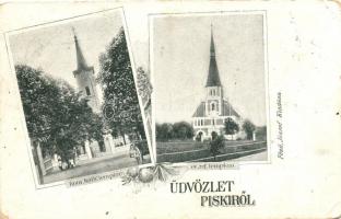 Piski, Simeria; Római Katolikus templom, Evangélikus Református templom, kiadja Főző József / Catholic and Evangelic churches (EB)