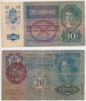 1913. 20K valószínűleg hamis "Magyarország" felülbélyegzéssel + 1915. 10K + 1903. 1000K (3...