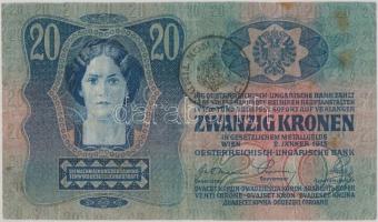 1913. 20K román felülbélyegzéssel T:III fo