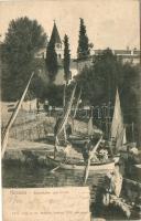 2 db RÉGI horvát városképes lap, vegyes minőség; Abbázia, Ragusa / 2 old Croatian town-view postcards, mixed quality; Abbazia, Ragusa