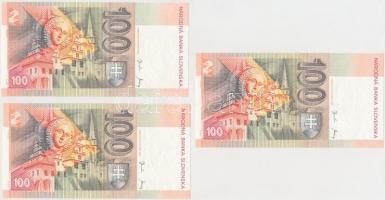 Szlovákia 2001. 100K (3x) közte 2db sorszámkövetőT:I,I-
Slovakia 2001. 100 Korun (3x), 2pcs with se...