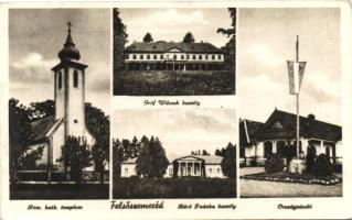 Felsőszemeréd, Horné Semerovce; Római Katolikus templom, Gróf Wilczek kastély, Báró Ivánka kastély, Országzászló, kiadja Polgár I. / church, castle, national flag (EK)